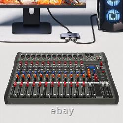 12Channel USB Professional Audio Mixer Sound Board Console Desk System Interface