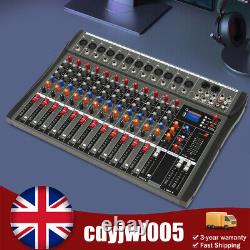 12 Channel Sound Audio Mixer Bluetooth USB DJ Live Studio Mixing Console Amplifi