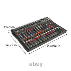12 Channel Sound Audio Mixer Bluetooth USB DJ Live Studio Mixing Console Amplifi