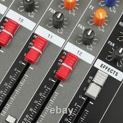 12 Channel Sound Audio Mixer Bluetooth USB DJ Live Studio Mixing Console Amplifi
