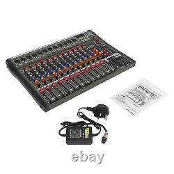 12 Channel Sound Audio Mixer Bluetooth USB DJ Live Studio Mixing Console Amplifi