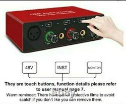 2-in 2-out USB XRL Audio Interface 48v Mic Preamplifier Streaming Recording