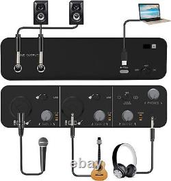 2i2 USB Audio Interface(24Bit/192kHz)+48V Phantom Power for Recording Podcasting