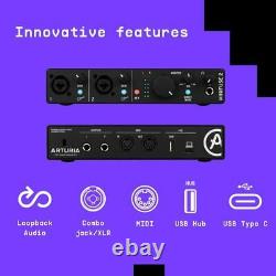 Arturia AR-MINIFUSE2BK Minifuse 2 Audio Interface, USB 2.0 Compatible Black