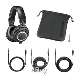 Audio-Technica ATH-M50X Pro Studio Headphones Black + USB Audio Interface Bundle