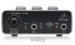 BEHRINGER U-PHORIA UM2 USB 2x2 Black Audio Interface Guitar/Bass Mac/Windows