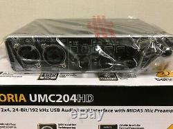 BEHRINGER U-PHORIA UMC204HD Audio Interface USB2.0 Pre Amplifier 2-in 4-Out