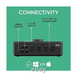 EVO 8 USB Audio Interface external sound card for music productions 4 in / 4