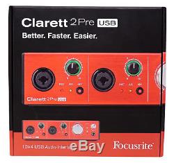 Focusrite Clarett 2Pre USB Audio Recording Interface with 2 Mic Preamps For PC+MAC