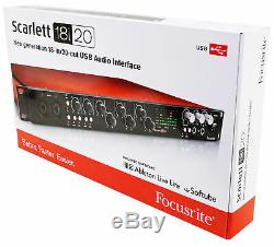 Focusrite SCARLETT 18I20 2nd G USB Audio Interface+Boom+Mic+Headphones+Cables