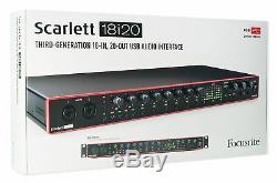 Focusrite SCARLETT 18I20 3rd Gen USB Audio Recording Interface+Headphones+Shield