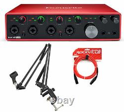 Focusrite SCARLETT 18I8 3rd Gen USB Audio Recording Interface+Boom Arm+Cable