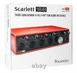 Focusrite SCARLETT 18I8 3rd Gen USB Audio Recording Interface+Boom Arm+Cable
