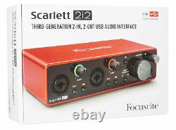 Focusrite SCARLETT 2I2 3rd Gen 192KHz USB Audio Interface+Microphone+Cable+Case