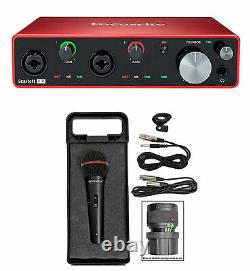 Focusrite SCARLETT 4I4 3rd Gen 192KHz USB Audio Interface+Microphone+Cable+Case