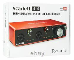 Focusrite SCARLETT 4I4 3rd Gen 192KHz USB Audio Interface+Microphone+Cable+Case