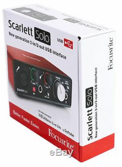Focusrite SCARLETT SOLO 2nd G 192KHz USB 2.0 Audio Interface+(2) Studio Monitors