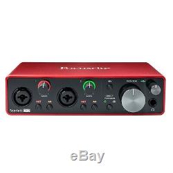 Focusrite Scarlett 2i2 3rd Gen USB 2.0 Audio Recording Interface w Cables Pack