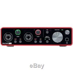 Focusrite Scarlett 2i2 3rd Gen USB 2.0 Audio Recording Interface w Cables Pack