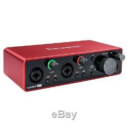 Focusrite Scarlett 2i2 3rd Gen USB 2.0 Audio Recording Interface w Cables Pack