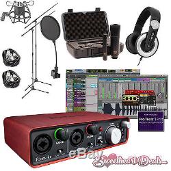 Focusrite Scarlett 2i2 Home Recording Bundle Studio Package with Pro Tools First