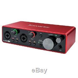 Focusrite Scarlett 2i2 USB Home Audio Recording Interface w EM-91C Condenser Mic