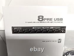 MOTU 8pre USB Hi-Speed USB Audio Interface with 8 Pre-Amps Comes with Original Box