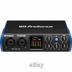 PreSonus Studio24c USB Audio Interface, 2-in/2-out, 2 Microphone/Instrument Pre