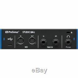 PreSonus Studio24c USB Audio Interface, 2-in/2-out, 2 Microphone/Instrument Pre