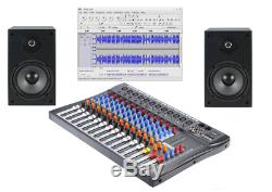Professional Audio Recording Studio Mixer 12Ch w Speakers, USB Digital Interface