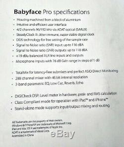 RME Babyface Pro 24-Ch, USB 2.0 High-Speed Audio Interface