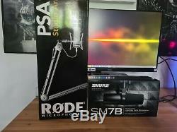 Shure Sm7B microphone, Rode PSA1 studio arm and audient id4 USB audio interface