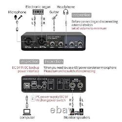 Sound Card Audio Interface USB Mic Preamplifier Guitar Bass Computers Recording