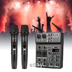 U10 4 Channels Compact Studio Mixer USB Audio Interface TWO Wireless Microphone