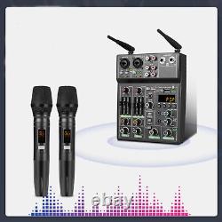 U10 4 Channels Compact Studio Mixer USB Audio Interface TWO Wireless Microphone