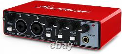 USB Audio Interface 24Bit/196kHz Sound Card XLR/TSR Ports Audio Mixer Tool Red