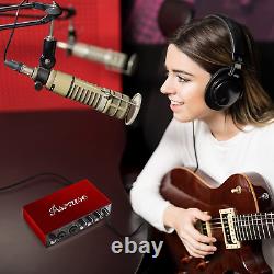 USB Audio Interface 24Bit/196kHz Sound Card XLR/TSR Ports Audio Mixer Tool Red