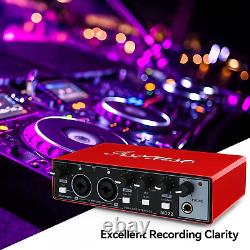USB Audio Interface 24Bit/196kHz Sound Card XLR/TSR Ports Audio Mixer Tool Red
