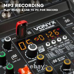 Vonyx VM-KG06 Music Mixer 6-Channel, USB Audio Interface, Bluetooth & Effects