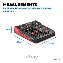 Vonyx VM-KG06 Music Mixer 6-Channel, USB Audio Interface, Bluetooth & Effects