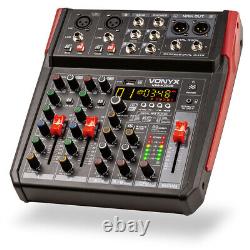 Vonyx VM-KG06 Music Mixer 6-Channel, USB Audio Interface, Bluetooth & Effects
