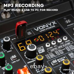 Vonyx VM-KG08 Music Mixer 8-Channel, USB Audio Interface, Bluetooth & Effects