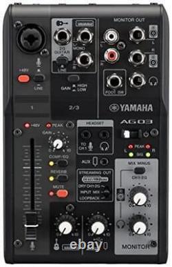 YAMAHA AG03MK2 B Black 3ch Live Streaming Mixer USB Audio Interface New in Box