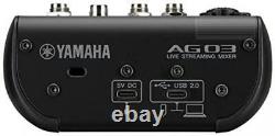 YAMAHA AG03MK2 B Black 3ch Live Streaming Mixer USB Audio Interface New in Box